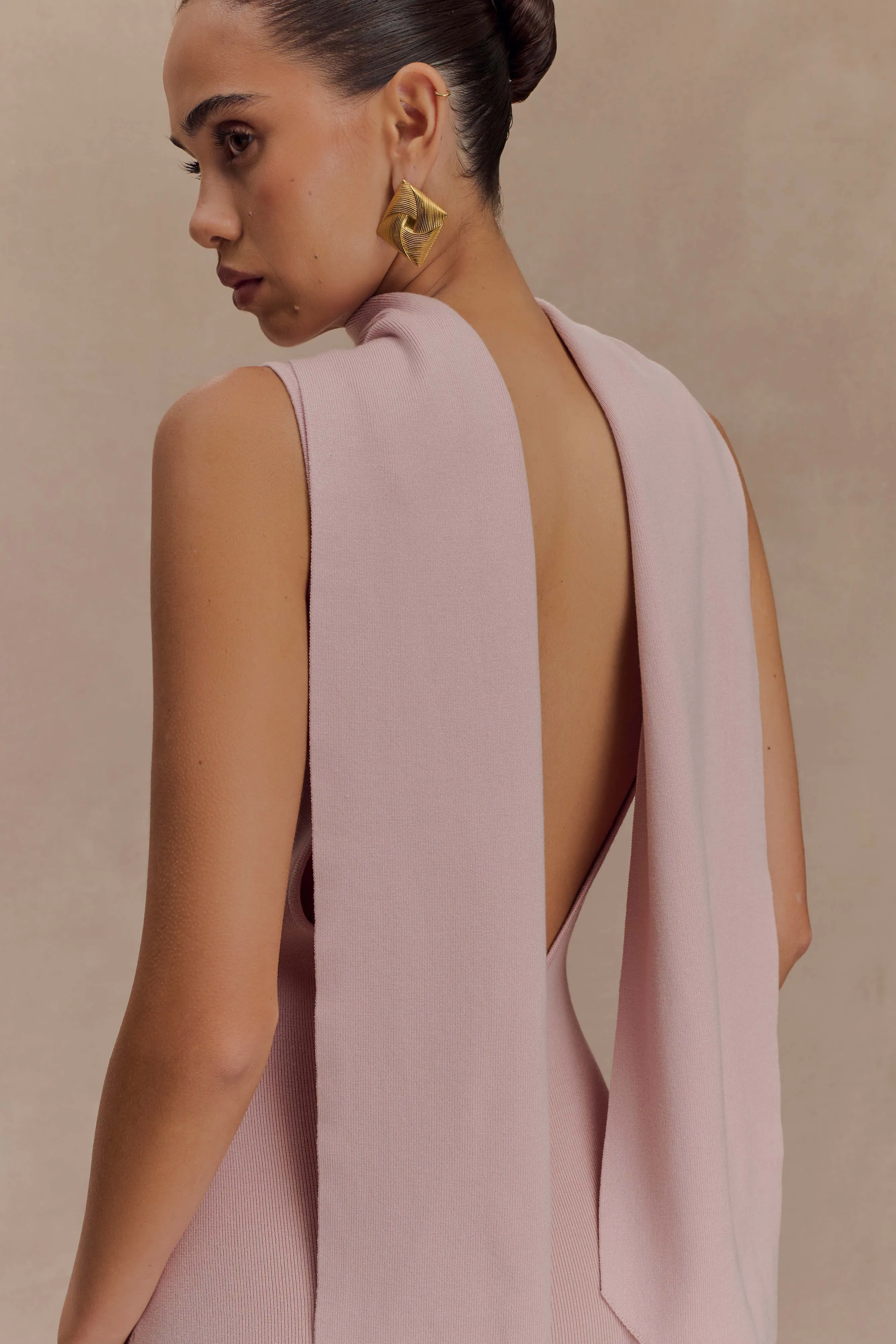 Party Safe urban vibe Darby Knit Scarf Maxi Dress - Pale Pink