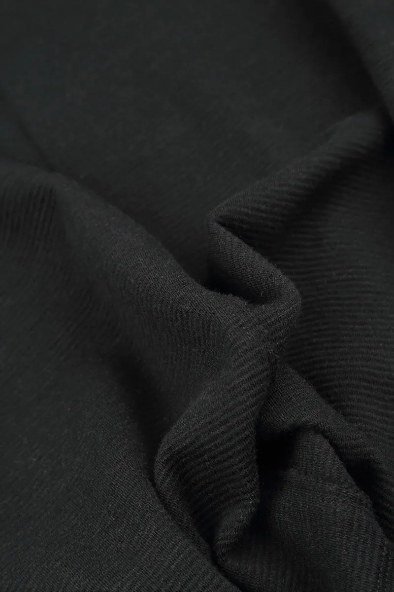 Static free Baggy Black Rib Cotton Wool Trousers