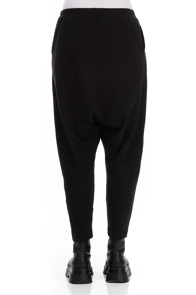 OrganicCottonBlend Urban Look Baggy Black Rib Cotton Wool Trousers