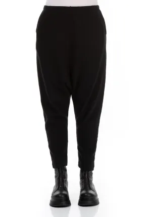 Layering Piece Anti Pilling Treatment Baggy Black Rib Cotton Wool Trousers