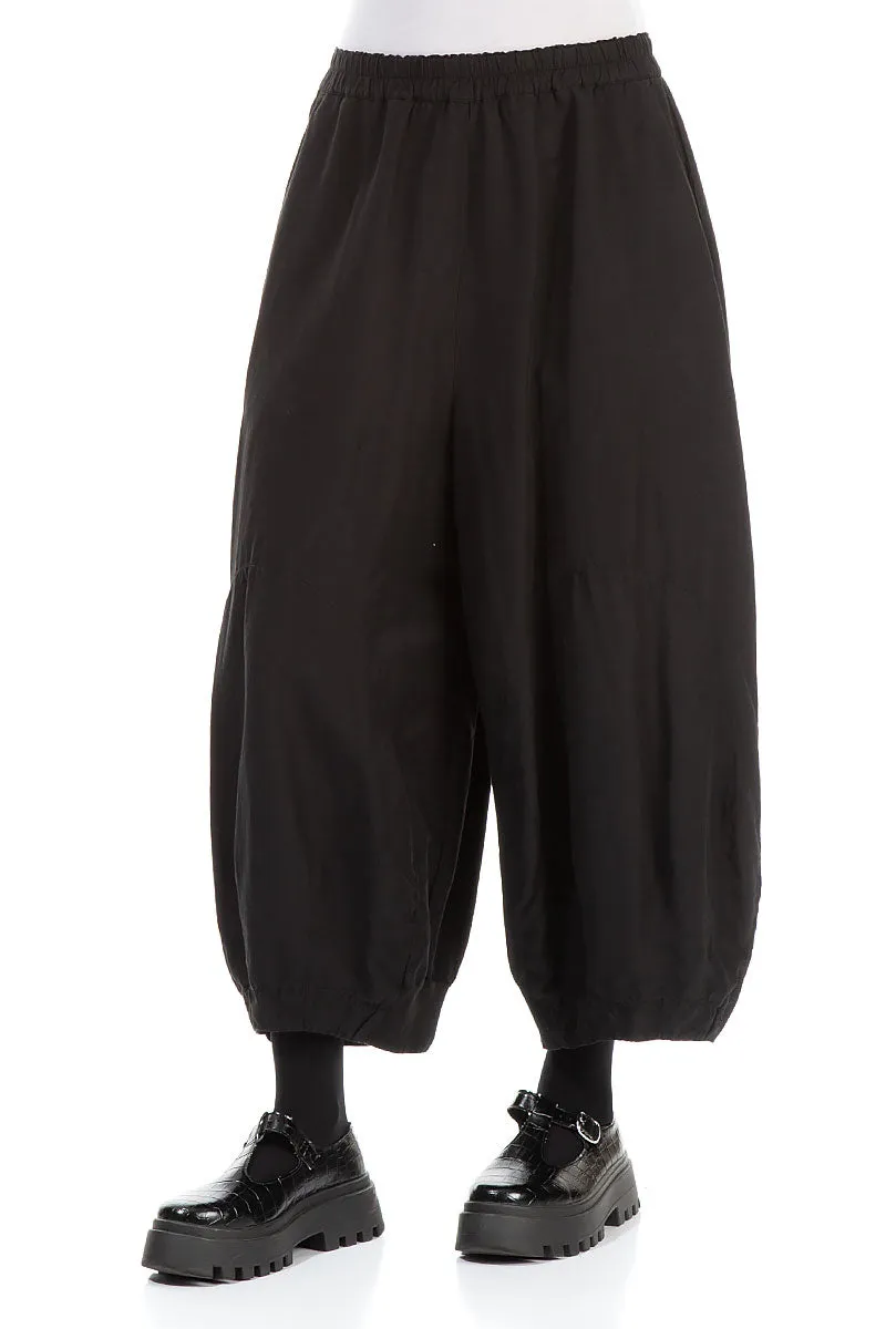 Ventilated Mesh Lining Ventilated Panels Wide Black Silk Cotton Trousers