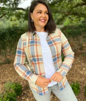 Oatmeal Check Soft Jersey Shirt Saga Fit Work Wear