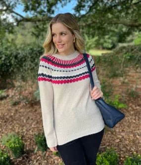 Oatmeal Metallic Fairisle Jumper Sport Layers Cozy Wear