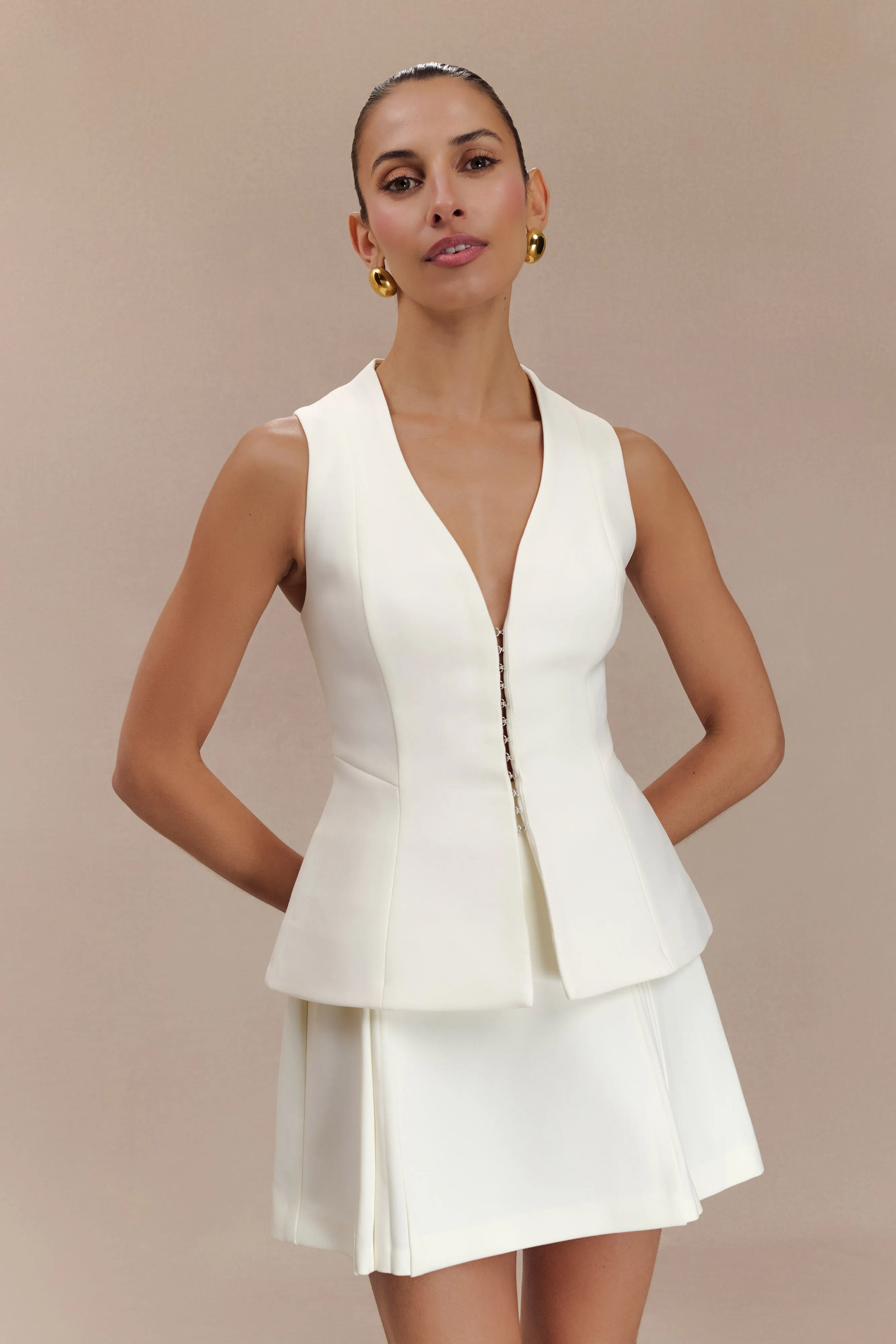 LayeringFriendly Weight OdorResistantFinish Melinda Structured Vest Top - Ivory