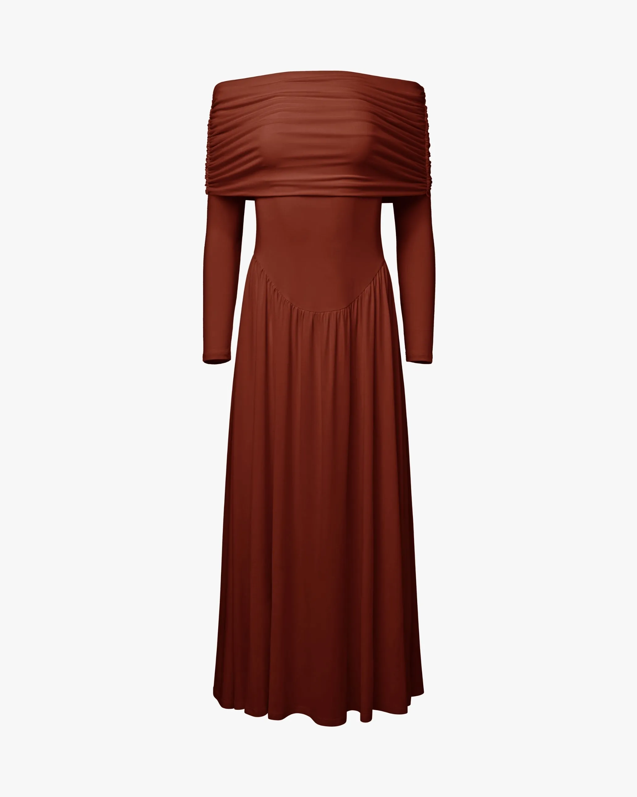 Wrap Glow Off Shoulder Ruched Midi Dress