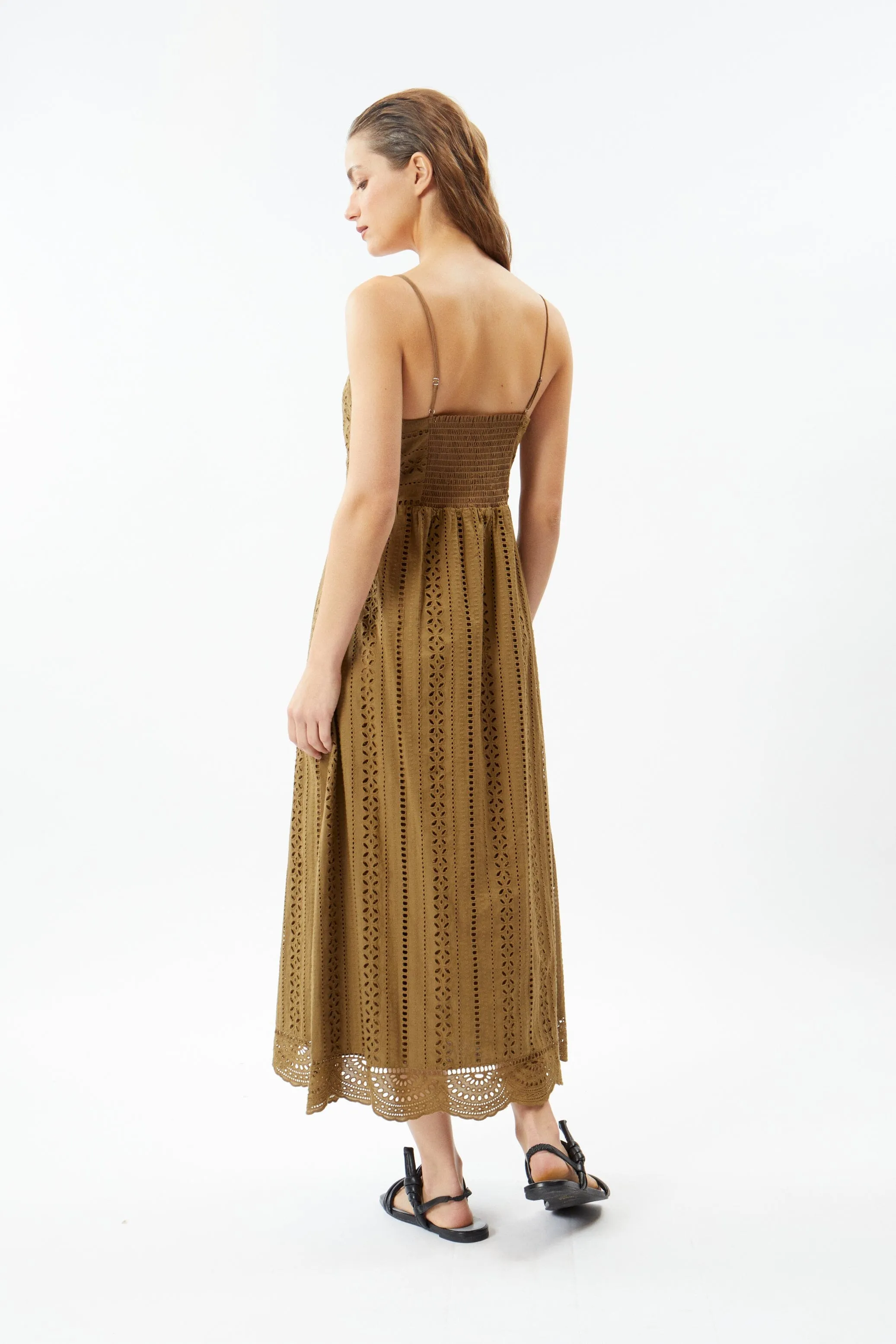 OLIVE EYELET DRESS Boho Tone