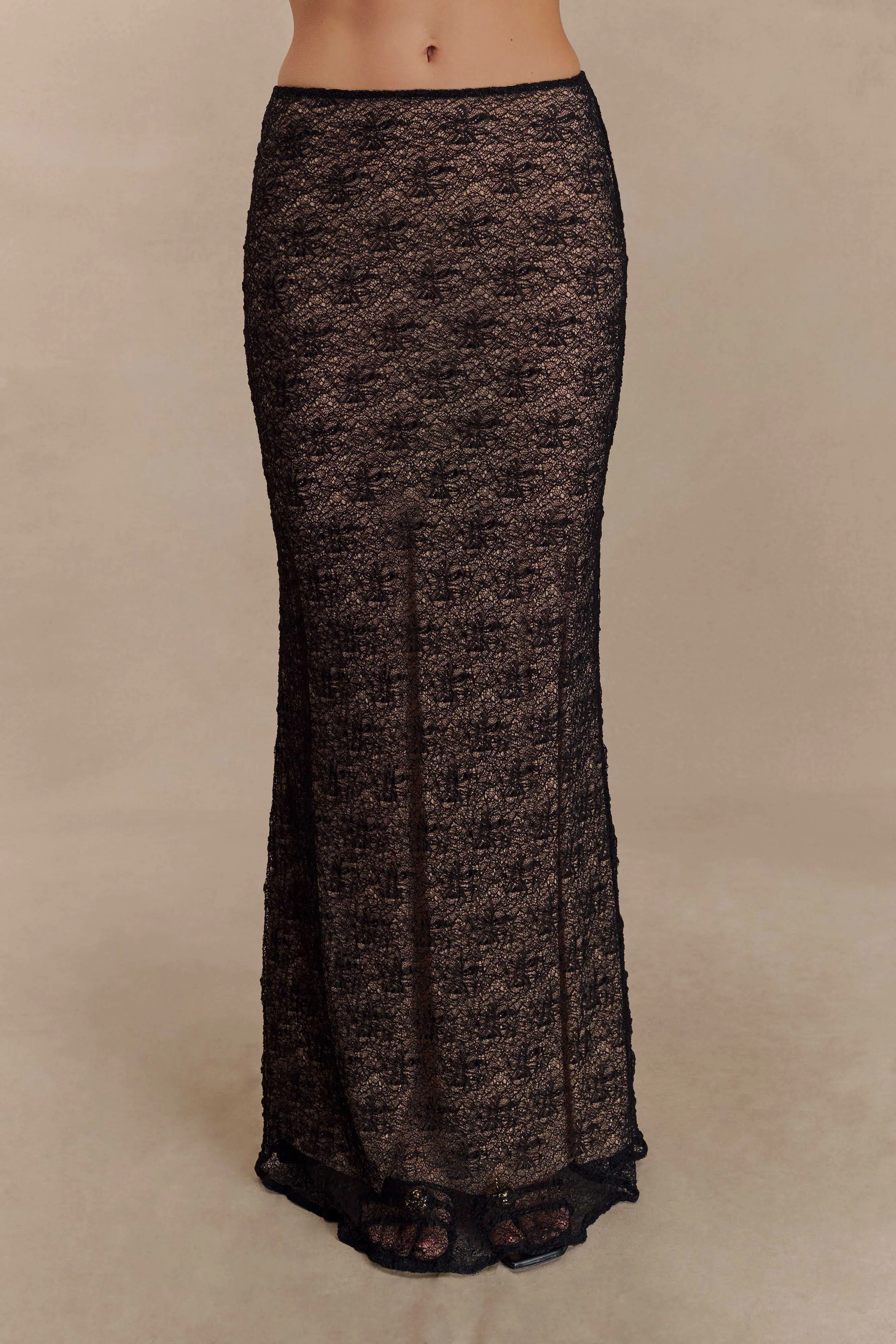 TaperedLeg Robyn Sheer Lace Maxi Skirt - Black
