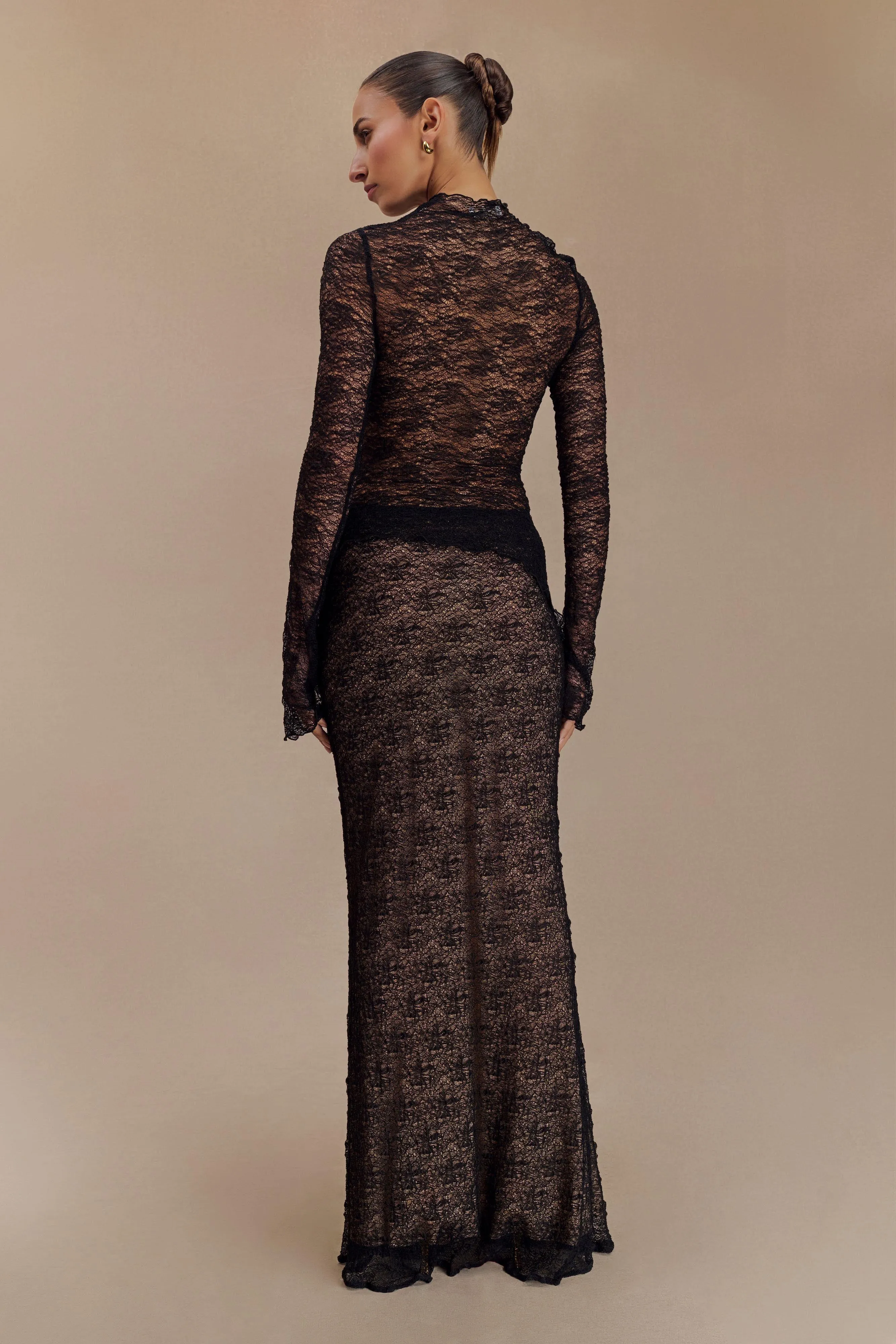 Robyn Sheer Lace Maxi Skirt - Black Air Comfort Non Restrictive Cut