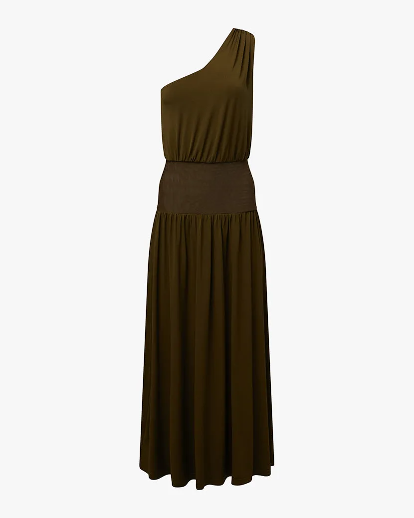 One Shoulder Maxi Dress Minimal Tone Tactile Feel