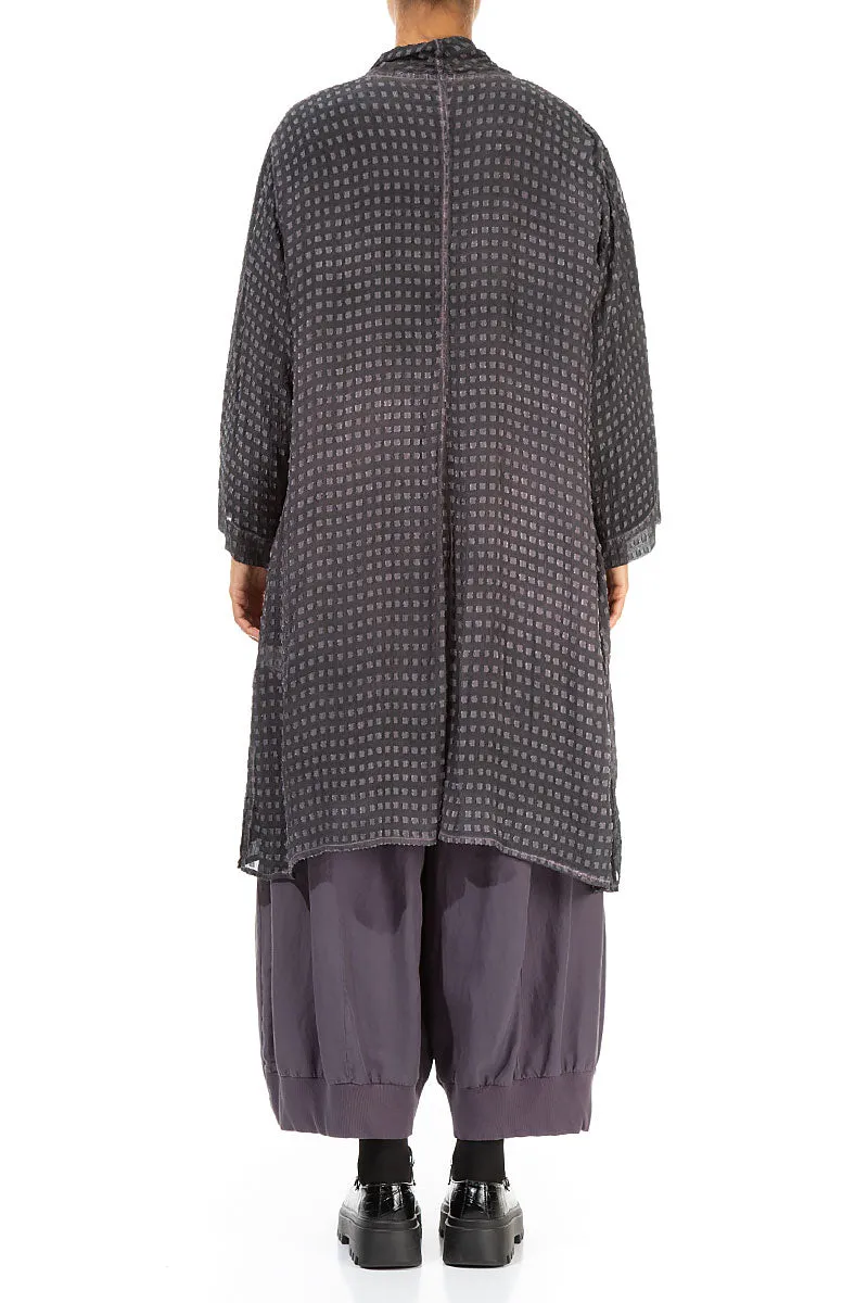 Flexible Shoulder Design Open Textured Purple Silk Rayon Jacket