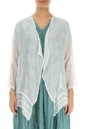 Open White Textured Silk Jacket Softshell Coating Long Sleeve