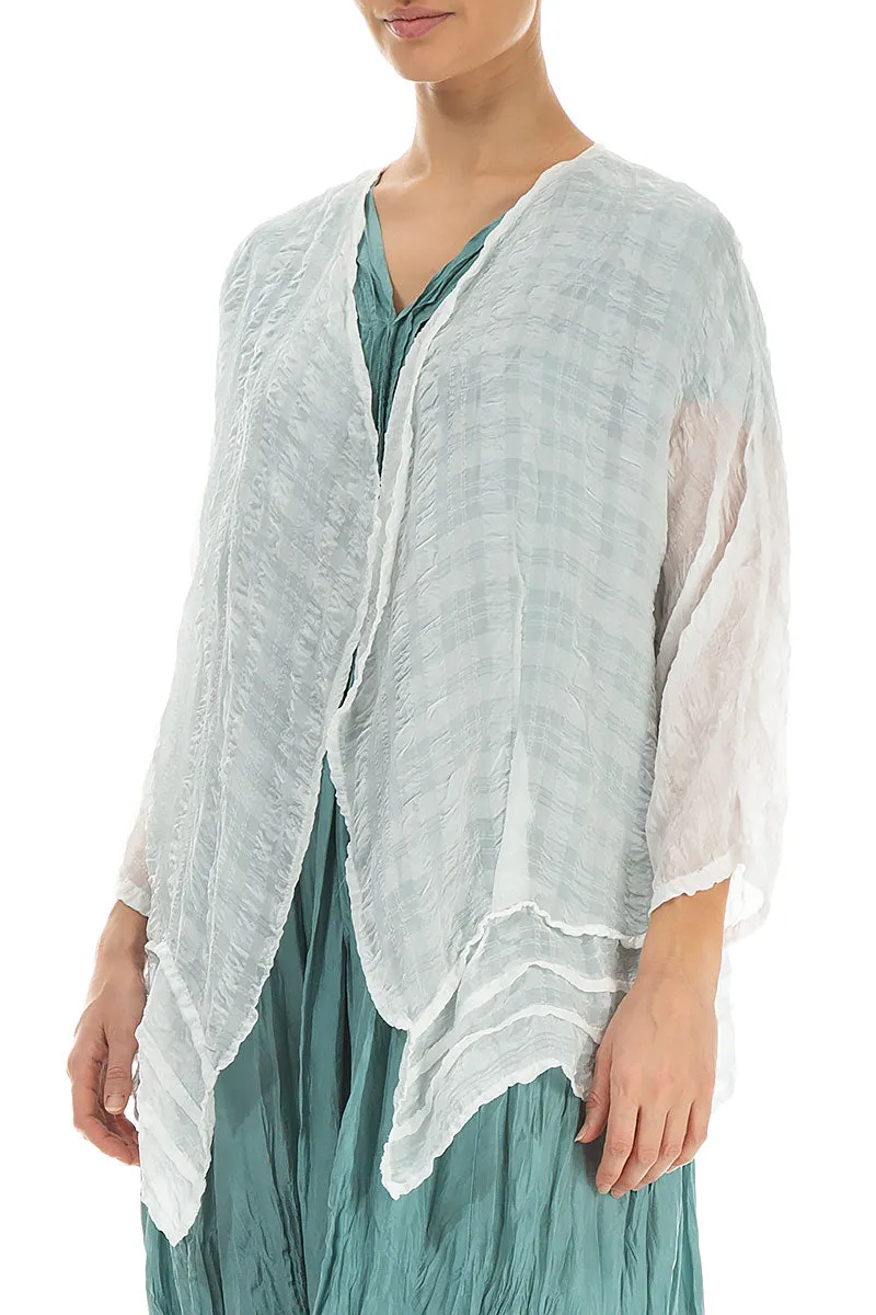 Open White Textured Silk Jacket Quick Access Hidden Pockets