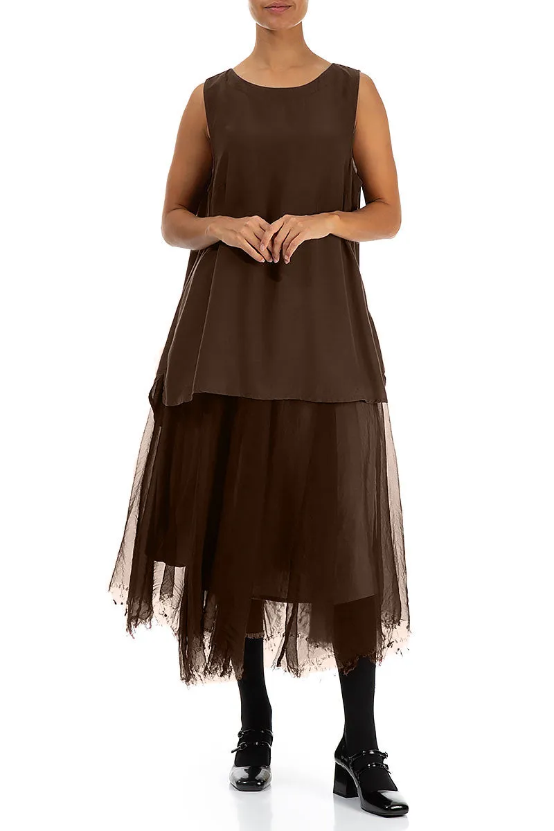 Abrasion resistant Flowy Aged Copper Silk Chiffon Skirt