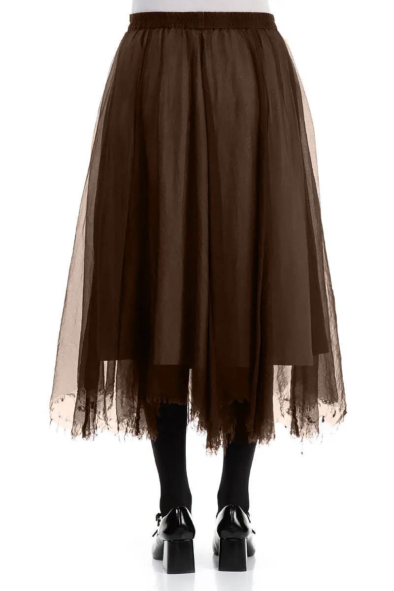 Flowy Aged Copper Silk Chiffon Skirt Twist Front Smart Design