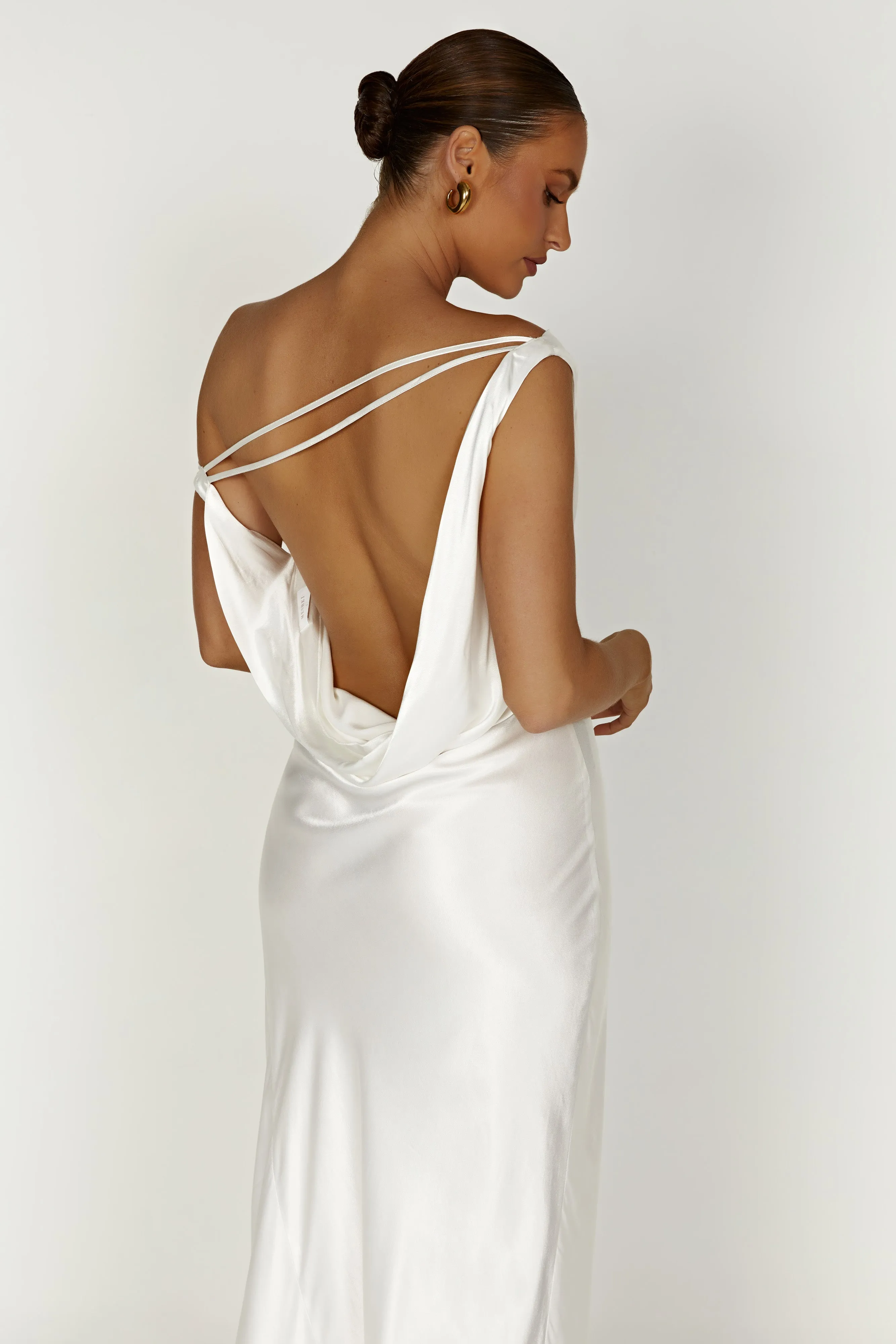 Yvette Slip Maxi Dress With Asymmetrical Hem - White Seasonal Style