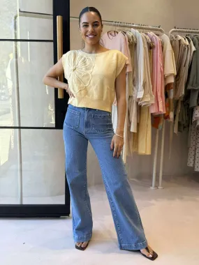 LayeredCollar ORLA OFF THE SHOULDER KNIT-YELLOW