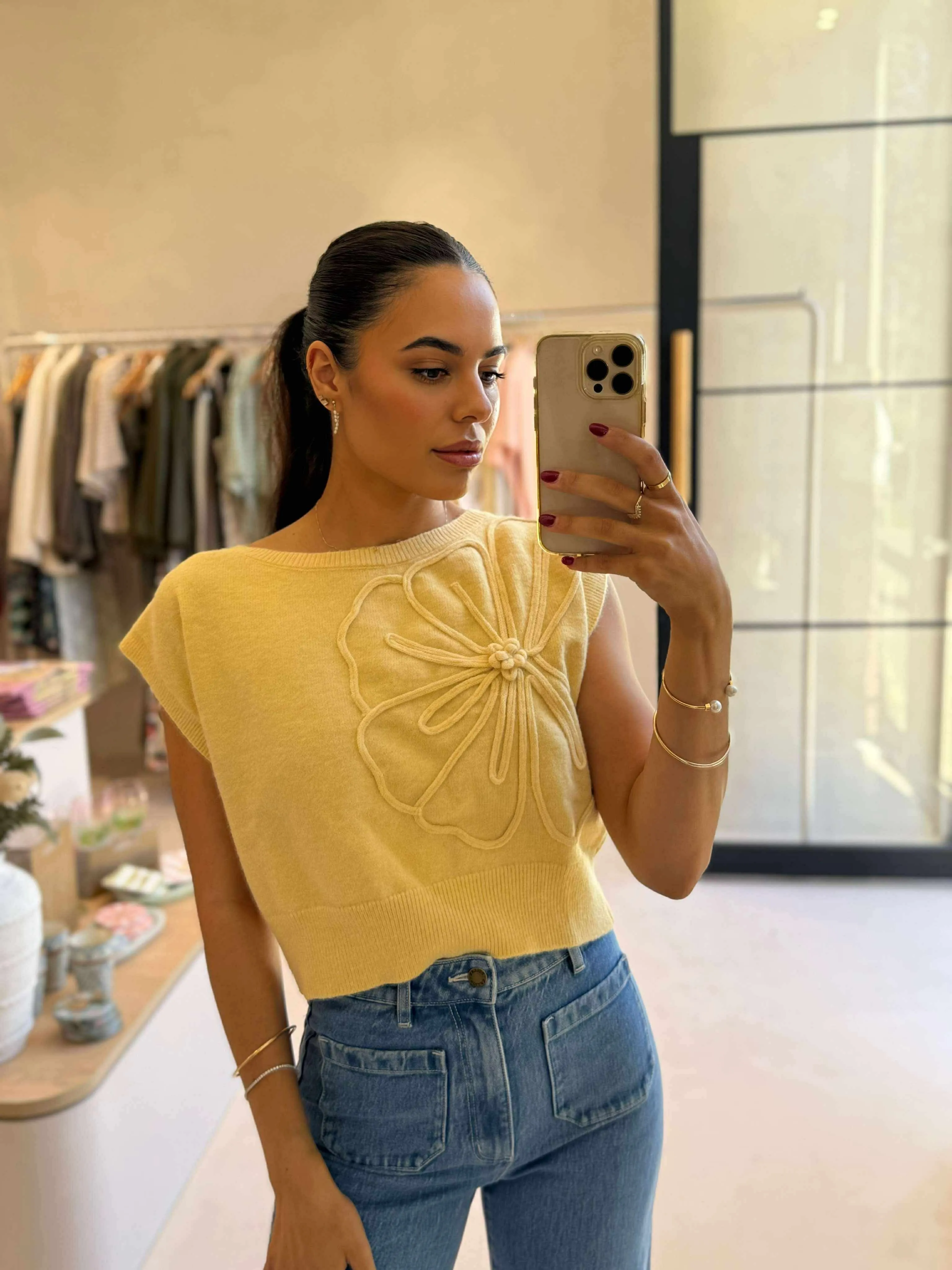 MultiPanelDesign DroppedShoulder ORLA OFF THE SHOULDER KNIT-YELLOW