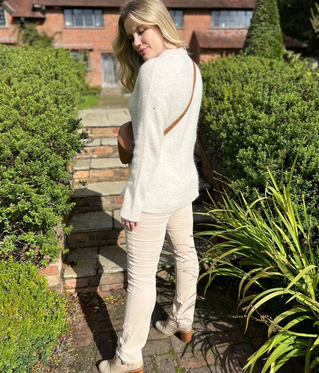 Ecru Alpaca Blend Crew Neck Jumper Layered Wearable