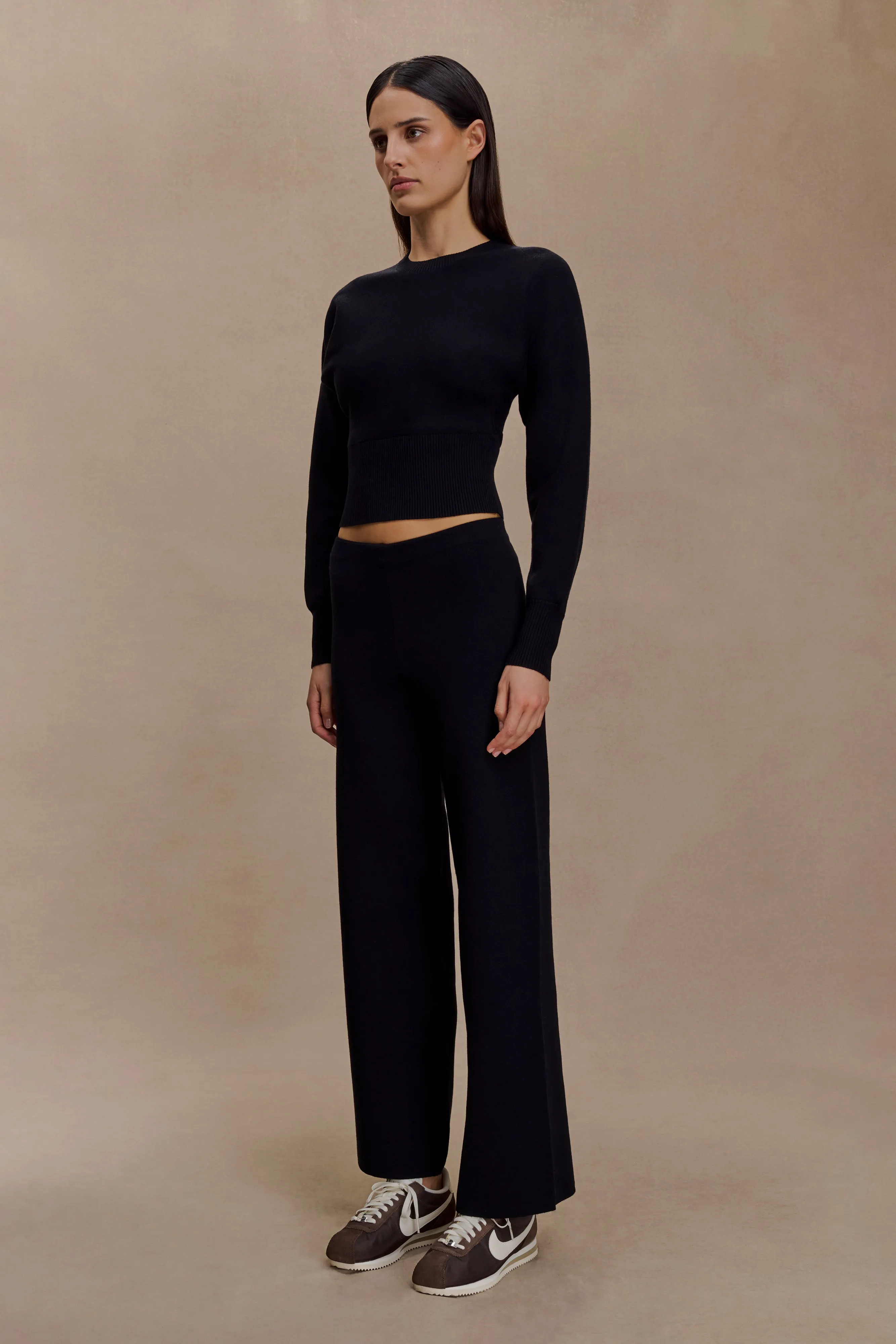 Ciaralee Cinched Waist Jumper - Black Sleek Outdoor Look Commuter Friendly Look