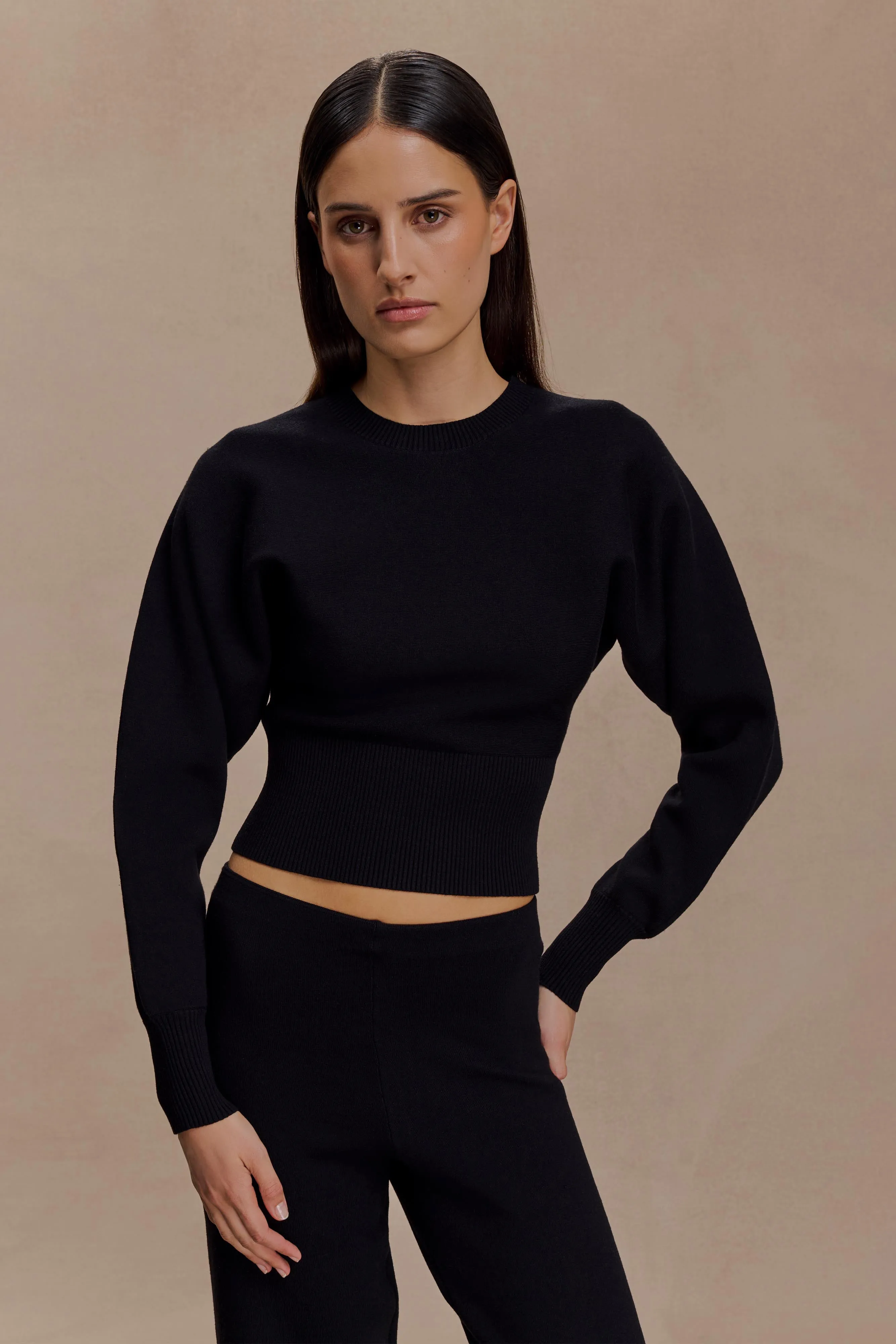 Snag Proof Surface Simple Detail Ciaralee Cinched Waist Jumper - Black