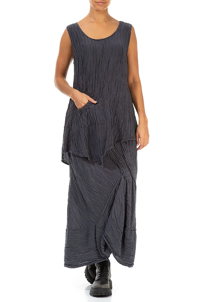 Ruched Crinkled Violet Silk Skirt Dust Proof Fabric Removable Belt