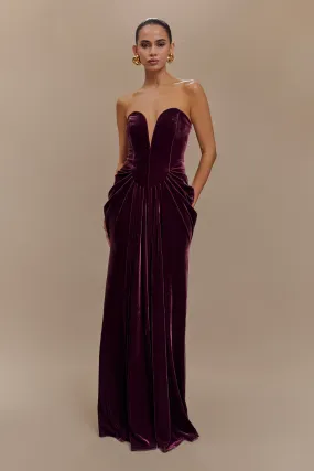 Fit Choice Trend Appeal Paige Strapless Velvet Maxi Dress - Plum