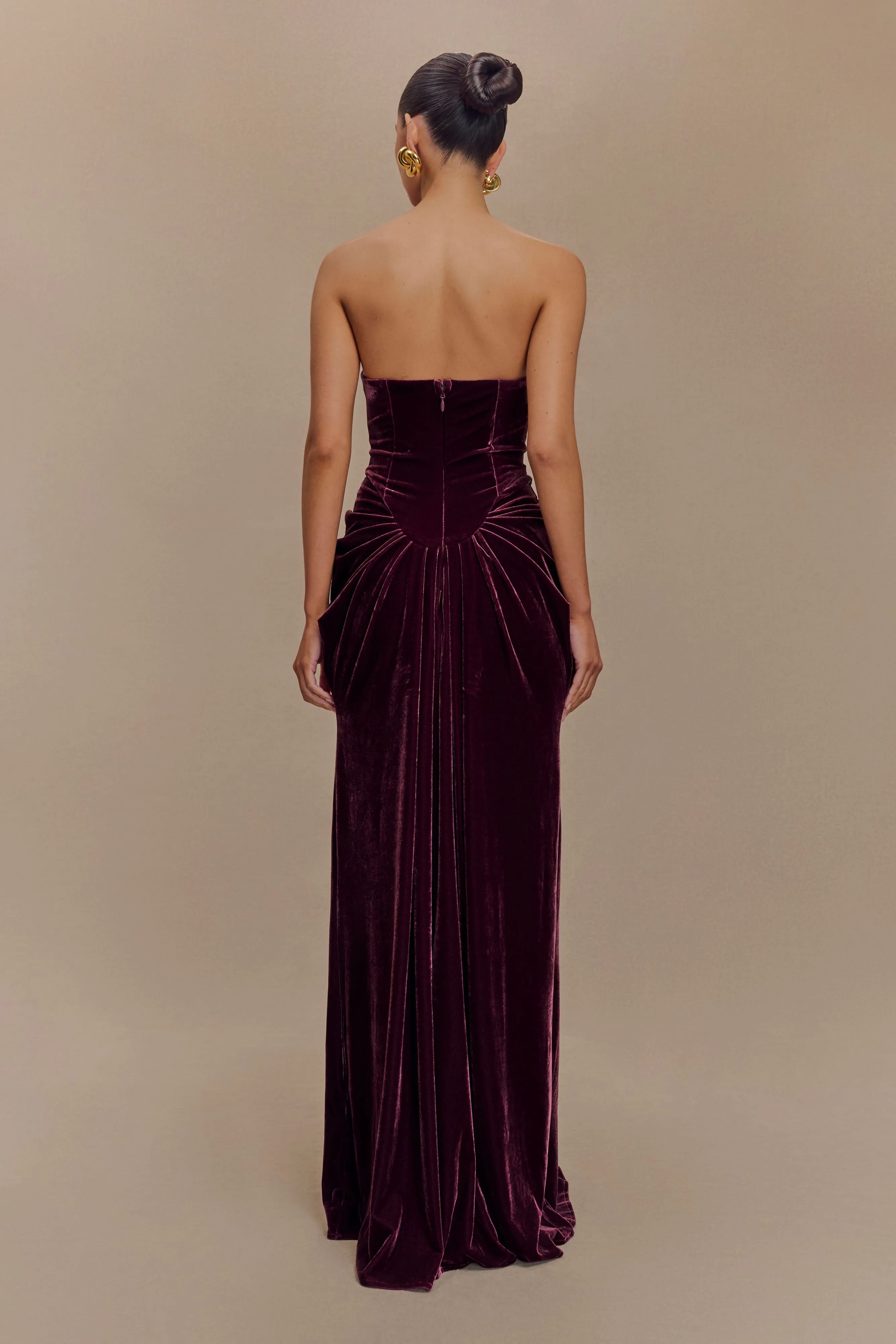 Paige Strapless Velvet Maxi Dress - Plum Fresh Form Detachable-Detail