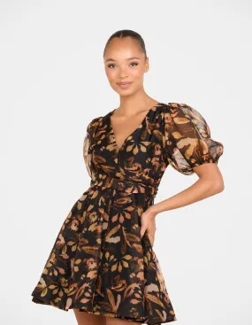 Flowing Fit Cute Glow Paloma Puff Sleeve Mini Dress
