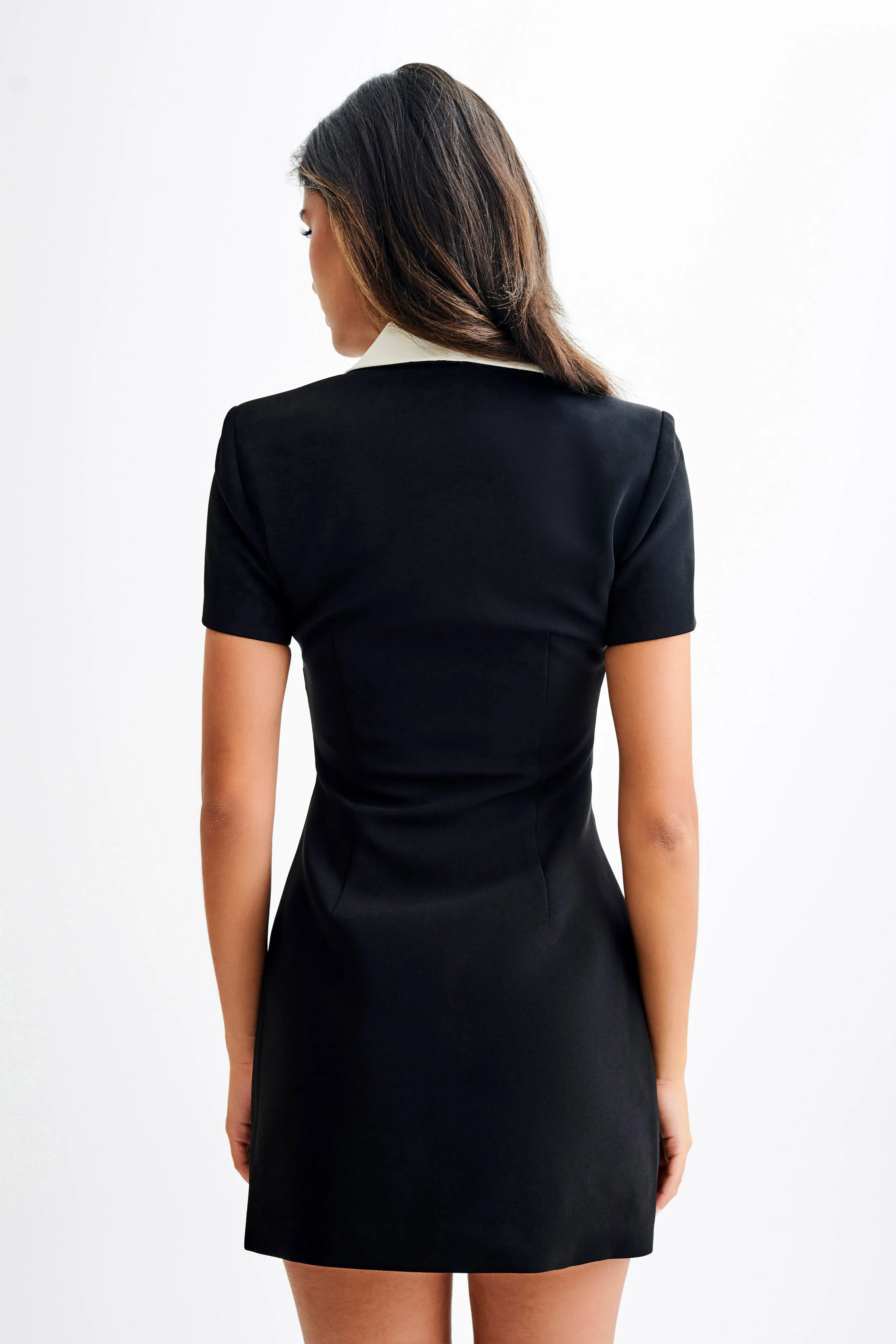 All-day Comfort Paolina Collared Contrast Suiting Mini Dress - Black/White