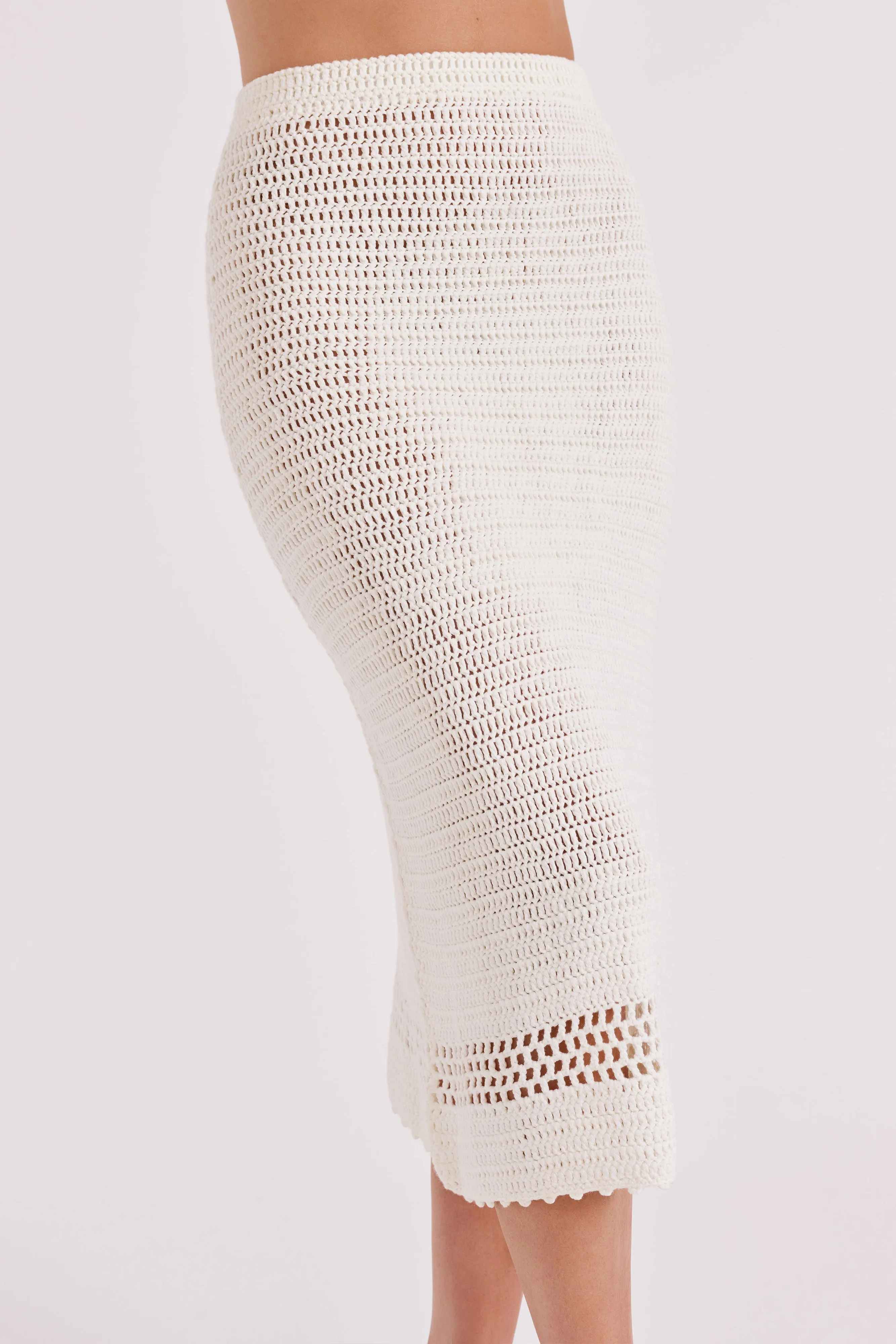 Paris Crochet Midi Skirt - Ivory Back pockets Outdoor Flex