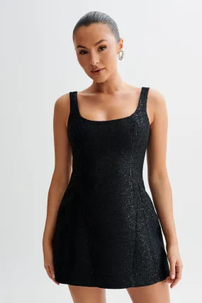 Beth Tweed Mini Dress - Black Neutral Look Pure Piece