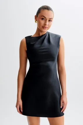 Delicate Mood Granger Satin Structured Mini Dress - Black