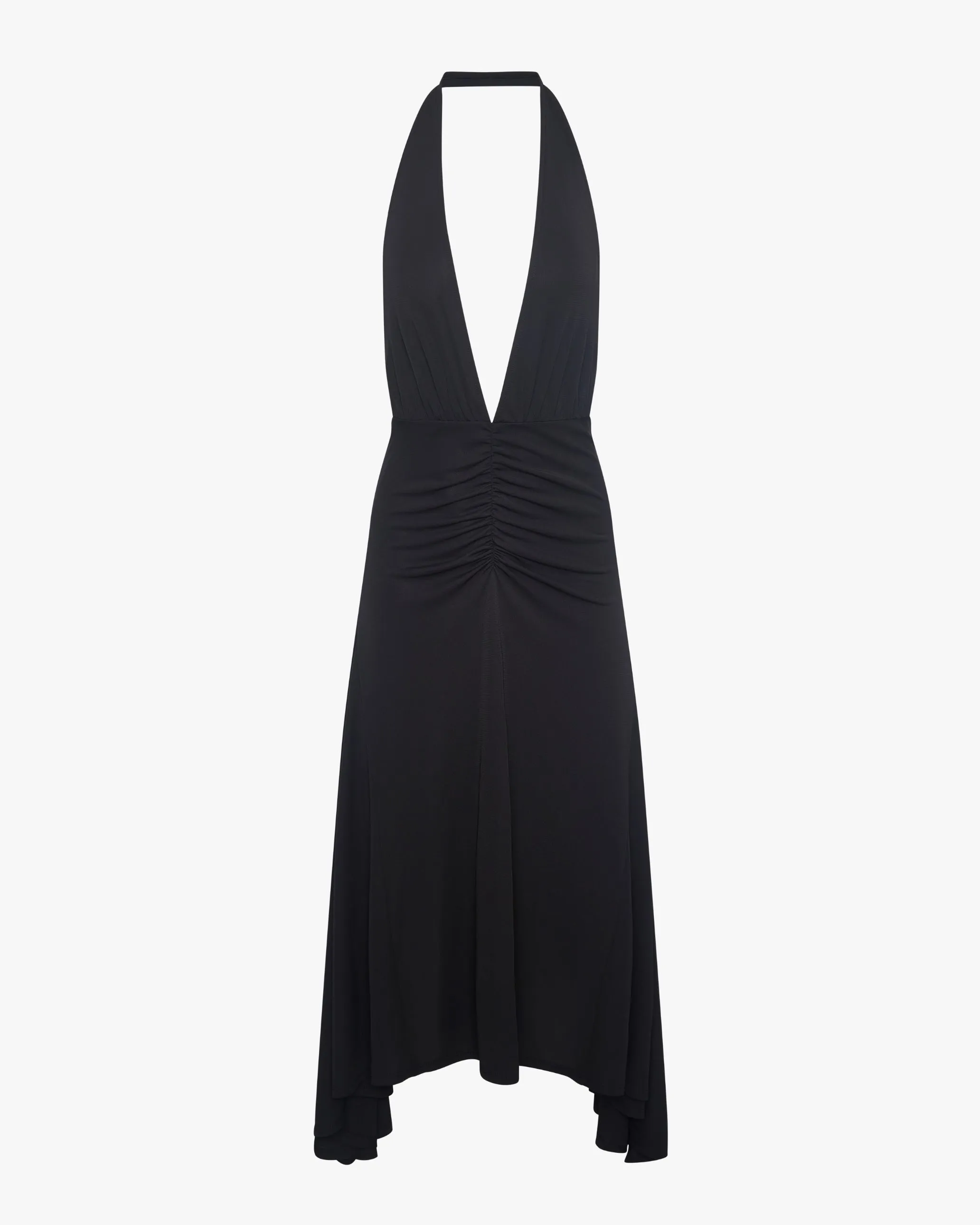 Elegant Finish Work Friendly Halter Midi Dress