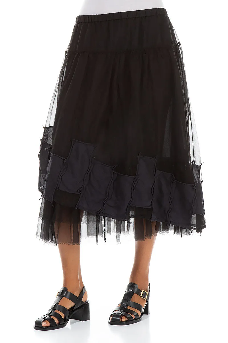 Designer Inspired Odor Resistant Treatment Patch D??cor Black Silk Chiffon Skirt