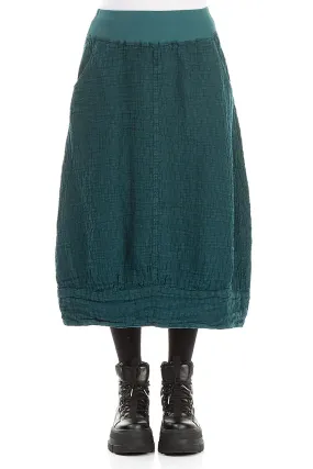 Art Gallery Visit Recycled Polyester Peacock Textured Linen Midi Skirt