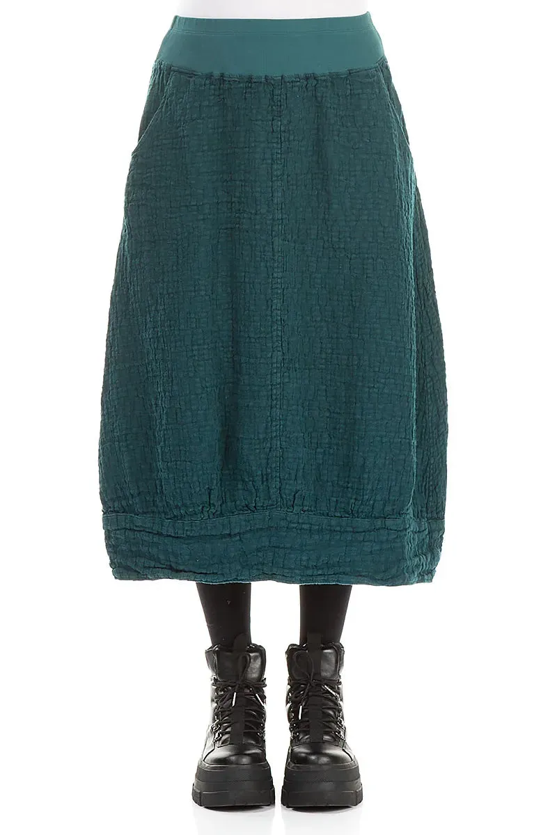 Art Gallery Visit Recycled Polyester Peacock Textured Linen Midi Skirt