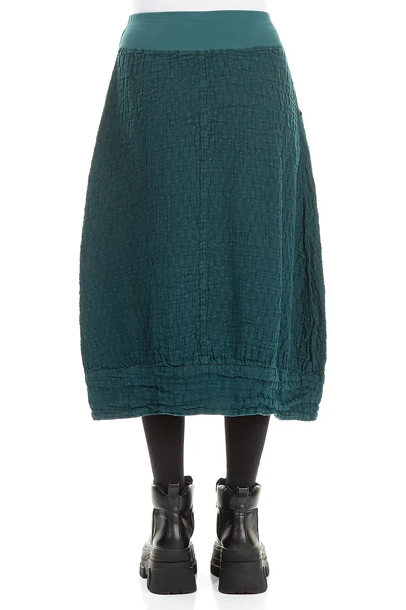 Comfy Style Peacock Textured Linen Midi Skirt