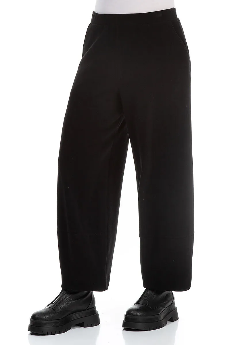 Sport Comfort Effortless Layer Loose Black Cotton Jersey Trousers