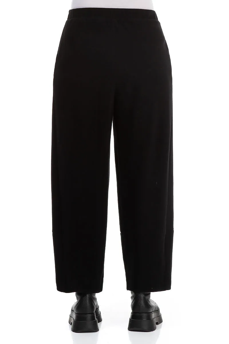 Loose Black Cotton Jersey Trousers Mesh Comfort
