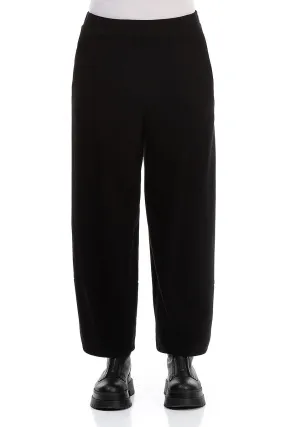 Flowy legs No Pinch Loose Black Cotton Jersey Trousers