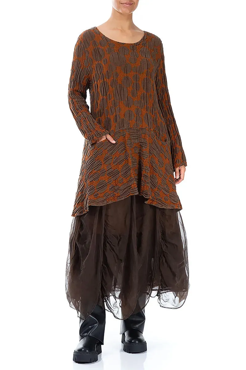Ruched Aged Copper Silk Chiffon Skirt Chic Tones