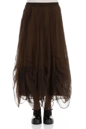 Embossed Detail Mix Separates Ruched Aged Copper Silk Chiffon Skirt