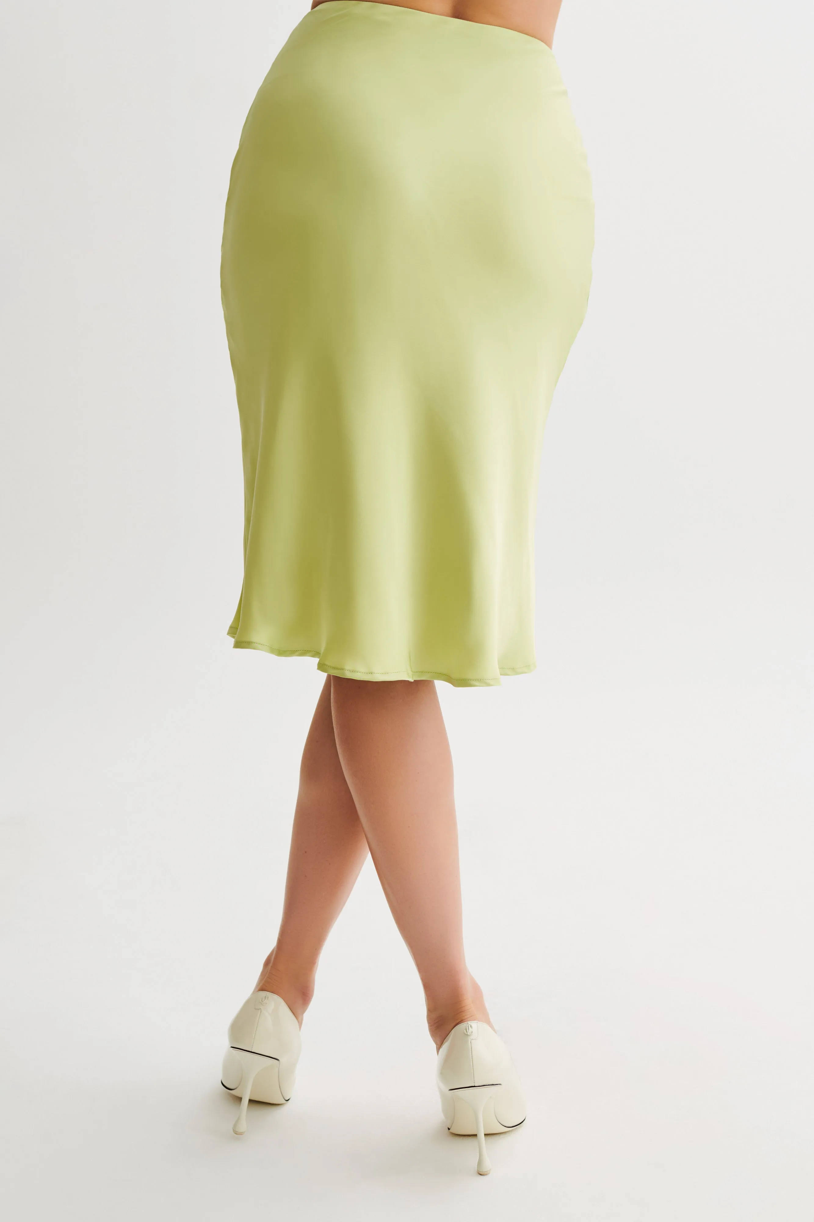 Allegra Satin Knee Length Skirt - Apple Minimal Vibe