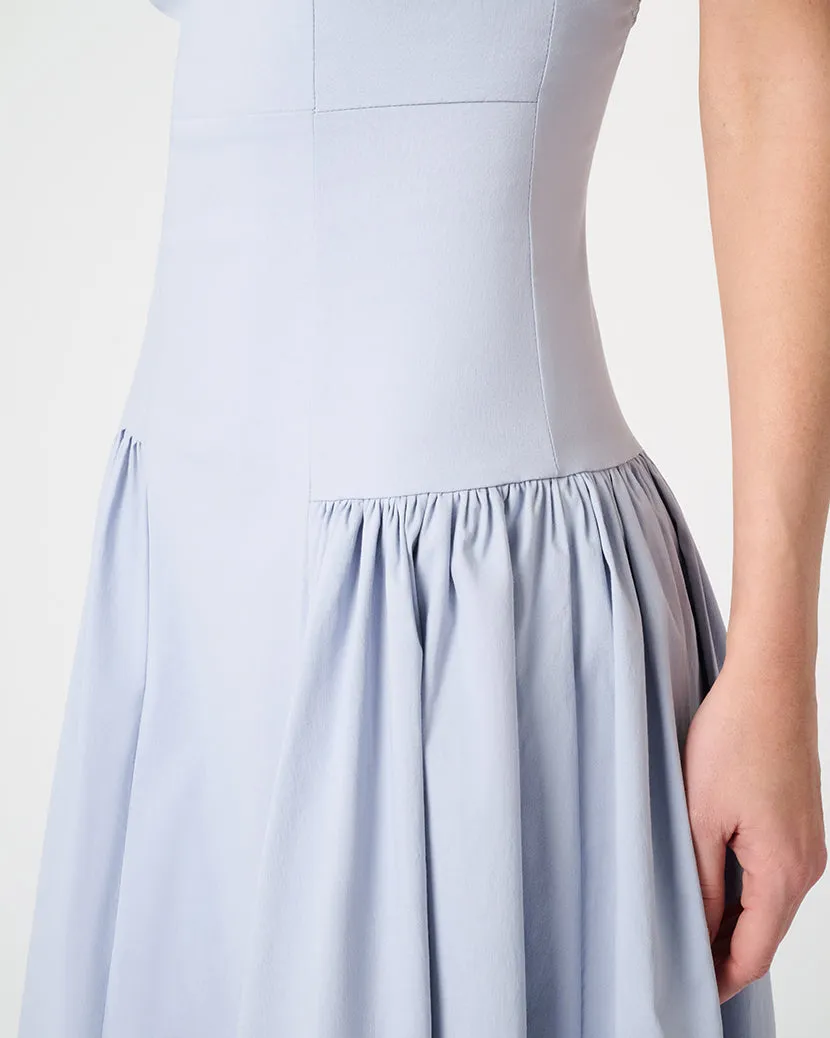 Back-Zip Feminine Energy Flare Panel Midi Dress