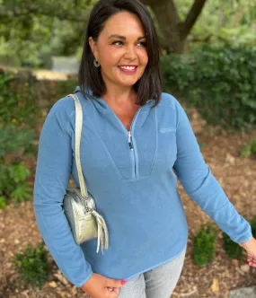 Minimal Mood ConvertibleStyle Blue Warriewood Hooded 1/4 Zip Fleece