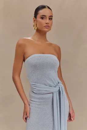 UV protection layer Phoebe Strapless Tie Knit Top - Ice Blue