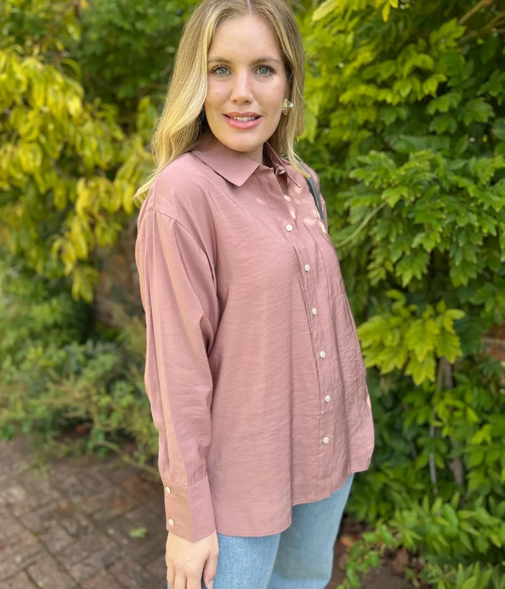 Pink Modal Relaxed Shirt Korean Fresh