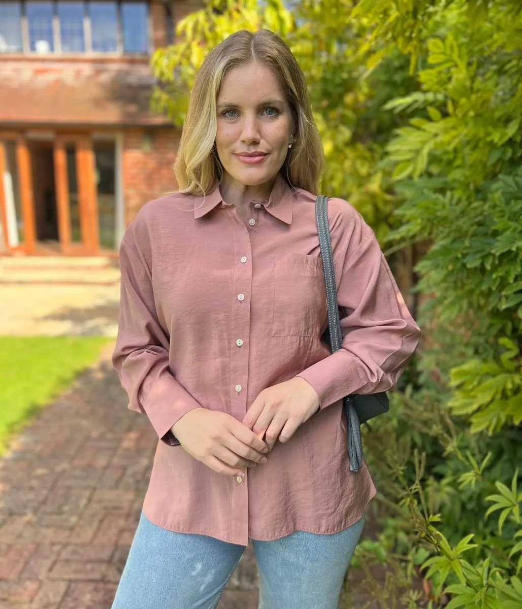 HighDensity Weave 4Way Stretch Pink Modal Relaxed Shirt