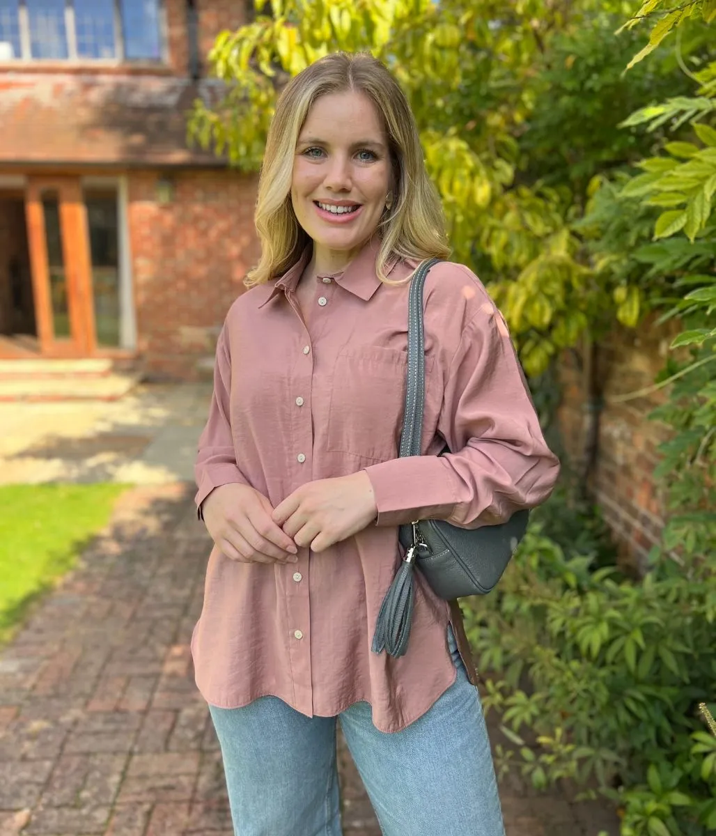 Sun shield Pink Modal Relaxed Shirt