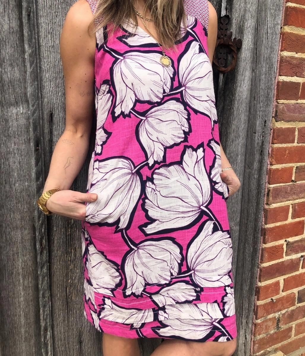Mood Booster Pink Bold Flower Linen Blend Dress